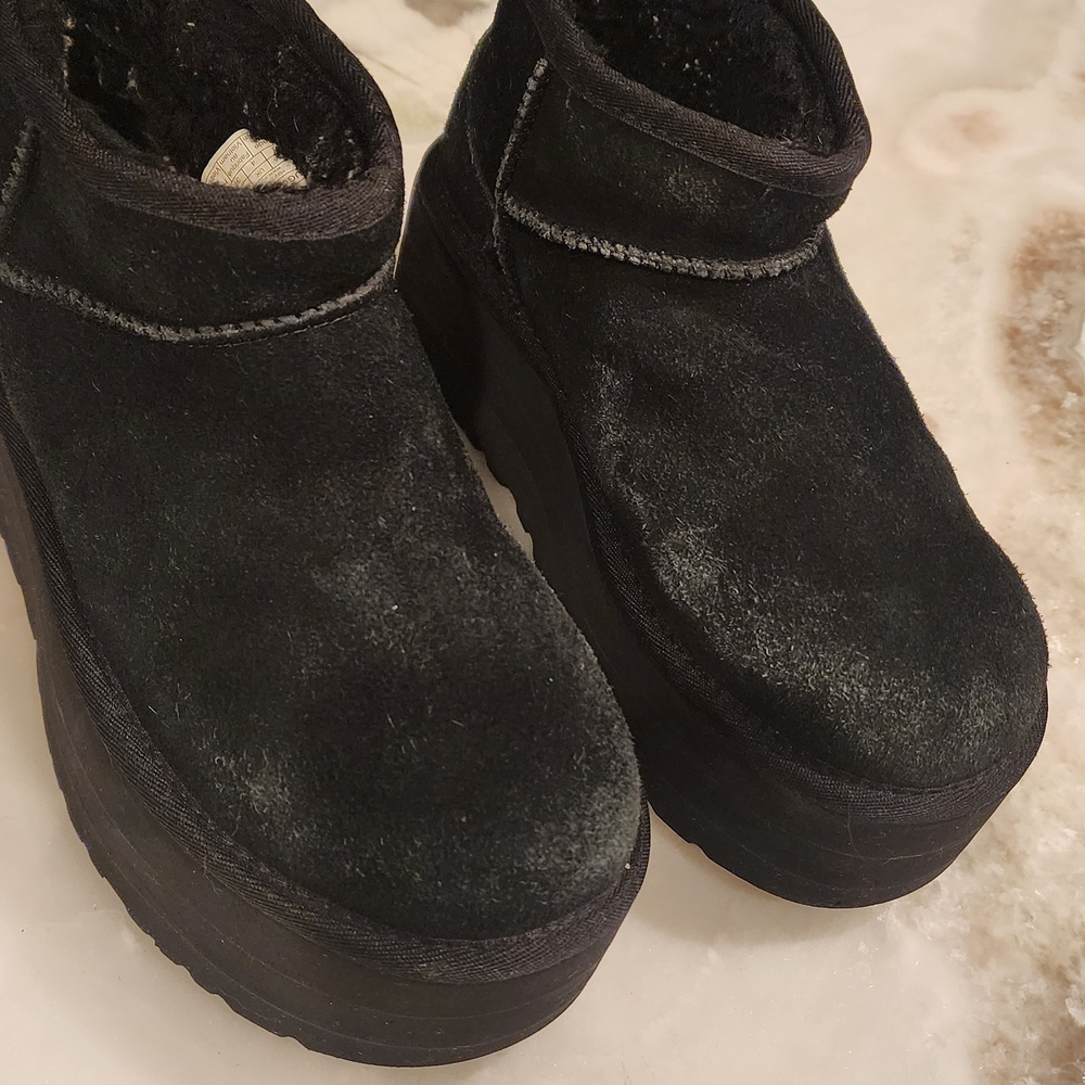 UGG Black Suede Platform Ankle Boots